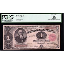 1891 $1 Treasury Coin Note PCGS VF25 Apparent