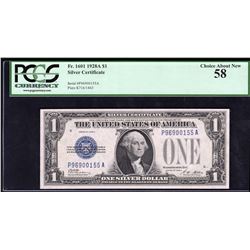 1928A $1 Silver Certificate Note PCGS 58PPQ Choice About New