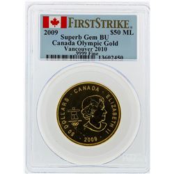 2009 $50 Maple Leaf Gold Coin Olympic PCGS Superb Gem BU