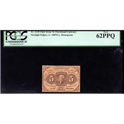 July 17, 1862 Five Cent Fractional Currency Reverse ERROR PCGS 62PPQ