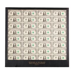 Rare 1981 $1 Uncut Sheet with Mismatch Serial Error