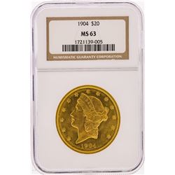 1904 $20 Liberty Head Double Eagle Gold Coin NGC Graded MS63