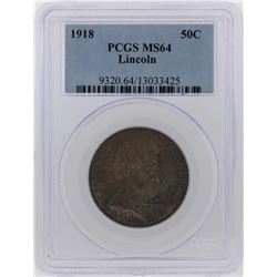 1918 Lincoln Illinois Centennial Commemorative Half Dollar Coin PCGS MS64