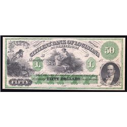 1800s $50 The Citizens' Bank of Louisiana Obsolete Bank Note
