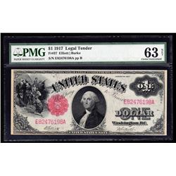 1917 $1 Legal Tender Note PMG Choice Uncirculated 63 Net