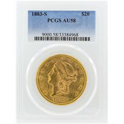 1883-S $20 Liberty Head Double Eagle Gold Coin PCGS AU58