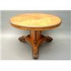 Image 1 : An early Victorian burr maple breakfast table, the circular reel-edged top, raised on triangular...