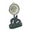 Image 1 : A Victorian aneroid barometer with exposed mechanism, in circular glazed case, mounted on an elec...