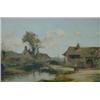 Image 1 : Maurice Levis (1860-1940) Oil on cradled panel La ferme au bord du ruisseau Signed, label veso 6....