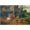 Image 1 : Claude Cardon (fl. 1892-1920) Oil on canvas Farmyard scene with cattle, chickens and ducks before...