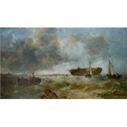 Alfred Montague (fl. 1832-1883) Oil on canvas The Shipwrecked Vessel and other small craft Signed...