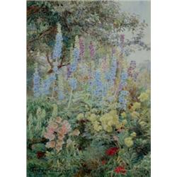 # George Samuel Elgood (1851-1943) Watercolour 'Larkspur' Signed and dated 1906, inscribed verso...