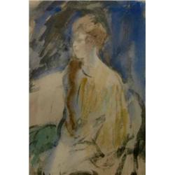 Arthur Ambrose McEvoy (1878-1927) Black ink, watercolour and wash Portrait of an elegant young la...