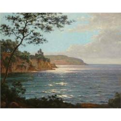 Charles Edmond Rene His (1877-1960) Oil on canvas 'Sunflecked Sea' Signed, label verso 25ins x 31...
