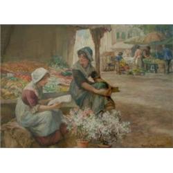 Sidney Muschamp (1851-1929) Watercolour 'The Latest News' Signed 10.25ins x 14.25ins...