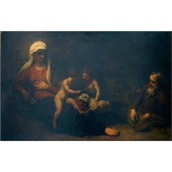 17th/18th century Italian School Oil on canvas The Virgin Mary and Joseph together with the infan...