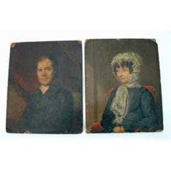 Attributed to Andrews Oil on mill board Portrait of Rev. John Thornton of Billericay, Essex, wear...