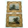 Image 1 : Early 19th century English School A pair of oils on panel Country scenes, traveller and two donke...