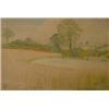 Image 1 : Joseph E Southall (1861-1944) - Pencil and coloured chalk drawing A lightly wooded landscape Sign...