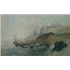 Image 1 : John Frances Salmon (1808-1886) - Watercolour Stormy coastal scene, Northumberland, with castle r...