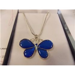 NECKLACE - BUTTERFLY ON SILVER? ROPE CHAIN ALL NON-FEROUS