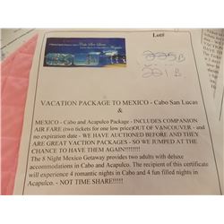 VACATION PACKAGE TO MEXICO - Cabo San Lucas & MEXICO - Cabo and Acapulco Package - INCLUDES COMPANIO
