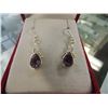 Image 1 : EARRINGS - NEW PEAR FACETTED AMETHYST IN STERLING SILVER SETTING - SHEPHARD HOOKS - RETAIL ESTIMATE 