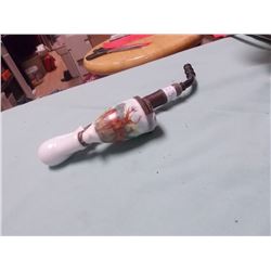 ANTIQUE TOBACCO PIPE - PORCELEIN WITH HAND CARVED WOOD (DEER)