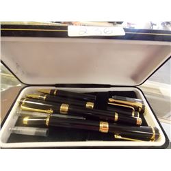 FOUNTAIN PENS - 4 TTL - WITH CARTRIDGES AND CASE