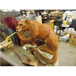 UNIQUE HAND CRAFTED CHAIN SAW CARVING - COUGAR ON ROCK