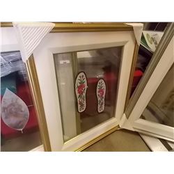 PICTURE - FLOWER FEET- DOUBLE BEVELLED GLASS - GOLD FRAME