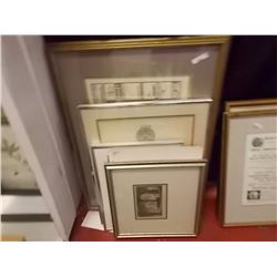LOT OF 4 PICTURES & EXTRA BORDERS, CERTIFICATES AND MORE