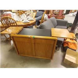 VINTAGE SOLID WOOD ROLLING MINI BAR - 3 DRAWERS