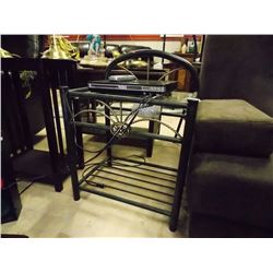 NEW GLASS AND METAL END TABLE