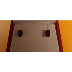 EARRINGS - NEW OVAL FACETTED GARNET IN STERLING SILVER STUD SETTING - RETAIL APPROX. $250