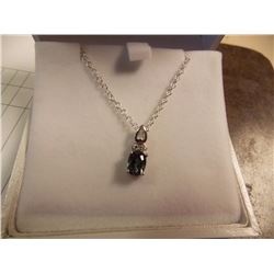 NECKLACE - OVAL FACETTED MYSTIC TOPAZ & GENUINE DIAMOND IN STERLING SILVER SETTING - WITH CHAIN - RE