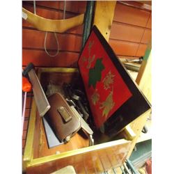 WOOD BOX WITH CONTENTS