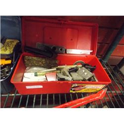 TOOL BOX & CONTENTS - HINGES, SWITCHES AND MORE