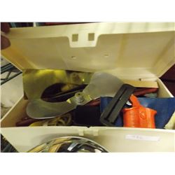 TOOL BOX & CONTENTS - TIN CUT OUTS, ROPE AND MORE