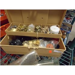 TACKLE BOX OF ASSORTED HARDWARE AND MORE