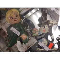 CAST IRON ORNAMETS - GIR & CAT WITH HAT