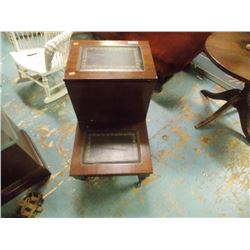 VINTAGE WOOD STEP FULL OF CASSETTE TAPES