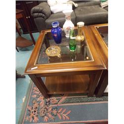 VINTAGE GLASS TOP END TABLE