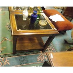 VINTAGE GLASS TOP END TABLE