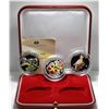 Image 1 : 3 x .999 Fine Silver 15 gram Painted Cuban Soins In Box with COA