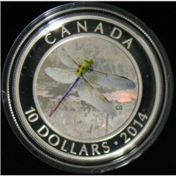 2014 Canada $10 Fine Silver Coin - Dragonfly Series - Green Darner