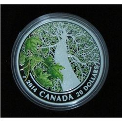 2014 Canada $20 Fine Silver Coin Maple Canopy - Spring Splendor