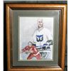 Image 1 : Character Drawing of Mr. Hockey Gordie Howe - Framed - Autographed on Back