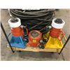 Image 2 : HYDRAULIC LIFTING SYSTEMS WITH 4 POWER TEAM HYDRAULIC BOTTLE JACKS, HOSE AND GUAGE SYSTEM