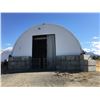 Image 2 : APPROXIMATELY 45' X 100' METAL FRAMED CANVAS COVERED QUONSET HUT WITH CEMENT BLOCKS, TWO OVERHAD